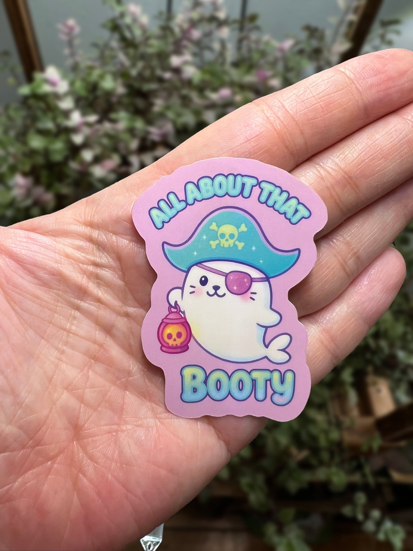 "All About That Booty" Pirate Seal Vinyl Sticker