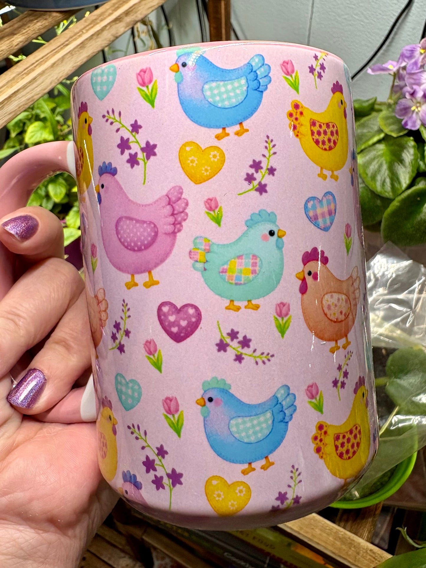Patchwork Chicken Mug 15oz