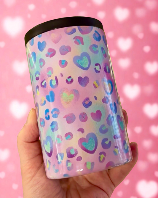 Heart Leopard Can Cooler