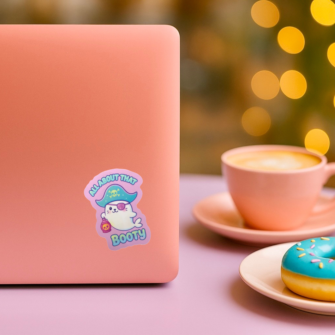 "All About That Booty" Pirate Seal Vinyl Sticker