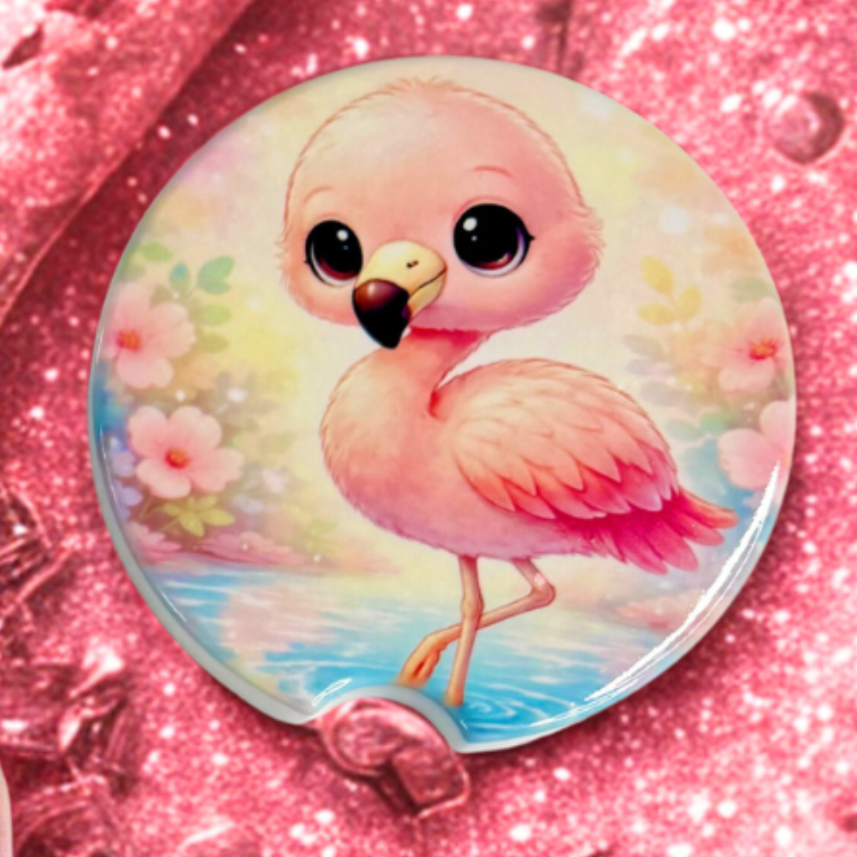 Pink Flamingo Ceramic Car coaster