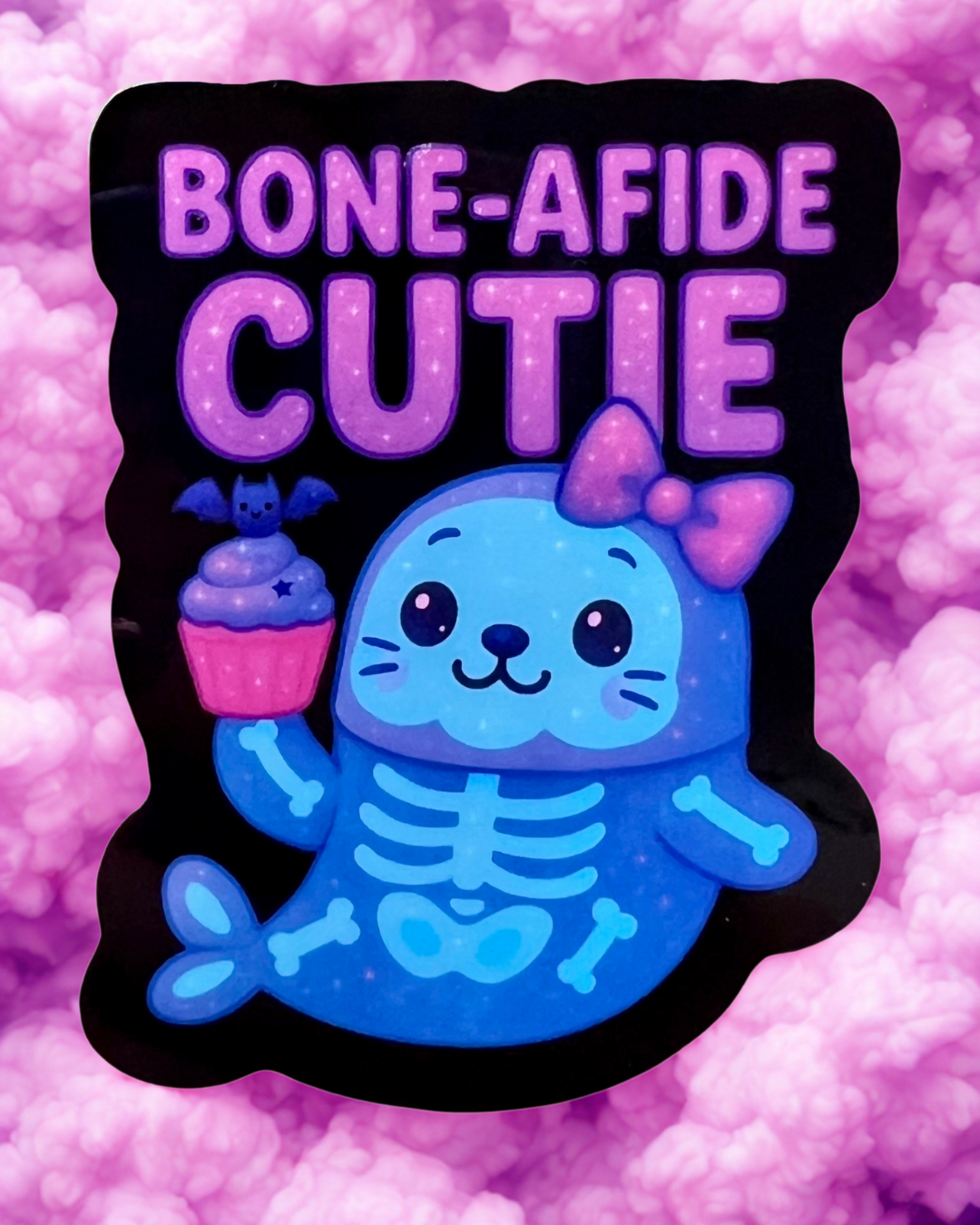 "Bone-Afide Cutie" Skeleton Seal Vinyl Sticker