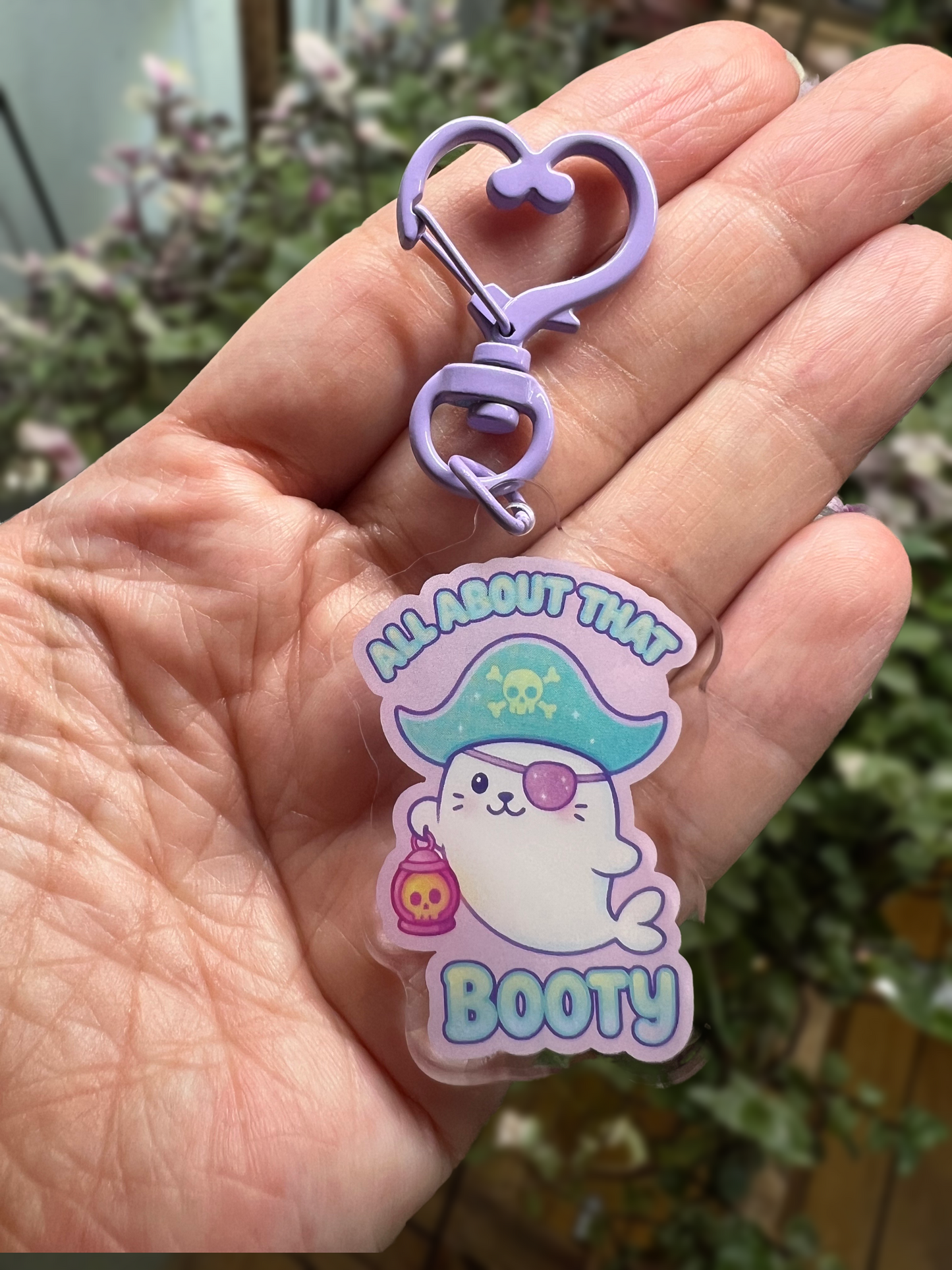 "All About That Booty" Pirate Seal Acrylic Keychain